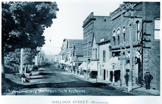 View of a portion of Shelden Street looking west